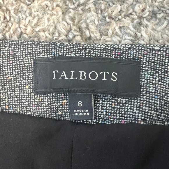 Talbots Gray Trousers Straight Leg Style Tweed print pockets stretch  size 8 - Picture 8 of 15